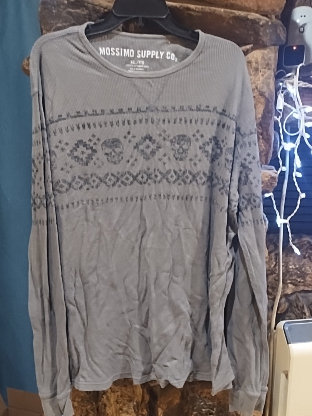 Mossimo Supply Co. Men's Gray Patterned Long-Sleeve Long John Shirt